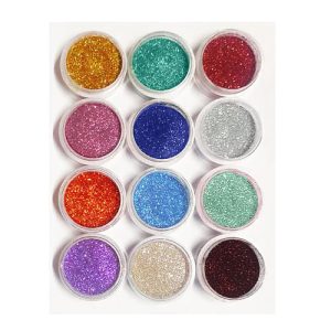 Glitter Sparkle Powder Pack of 12 vibrant colors for arts and crafts