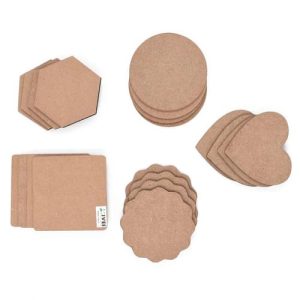 Laser Cut MDF Shapes – 4x4 Inch, 3.2 mm Set of 4 – Round, Square, Hexagon, Heart, Flower
