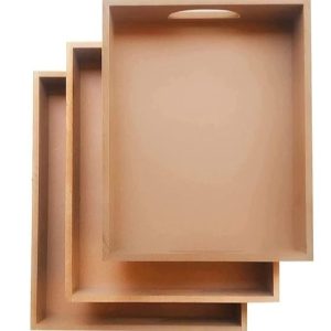 Set of 3 Unfinished MDF Trays with Handles 6mm – Craft, Decoupage & Resin Art Trays (12x10, 11x9, 10x8 Inch)