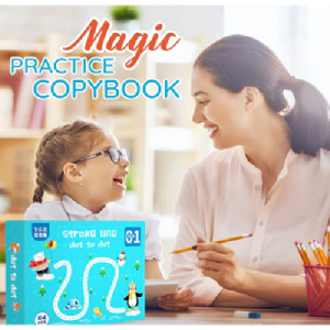 64 Pages Reusable Magical Tracing Workbook Set with Marker & Duster – Kids Writing Practice Book