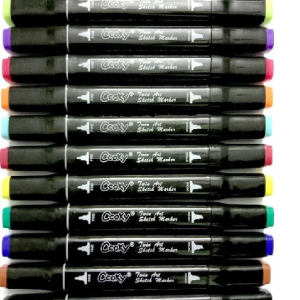 Twin Art Sketch Markers Dual Tip Fine & Broad Permanent Markers – Set of 12 Colors