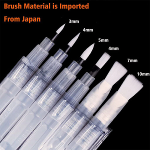 Water Brush Pen Set of 6 for Watercolor Painting with Round and Flat Tips